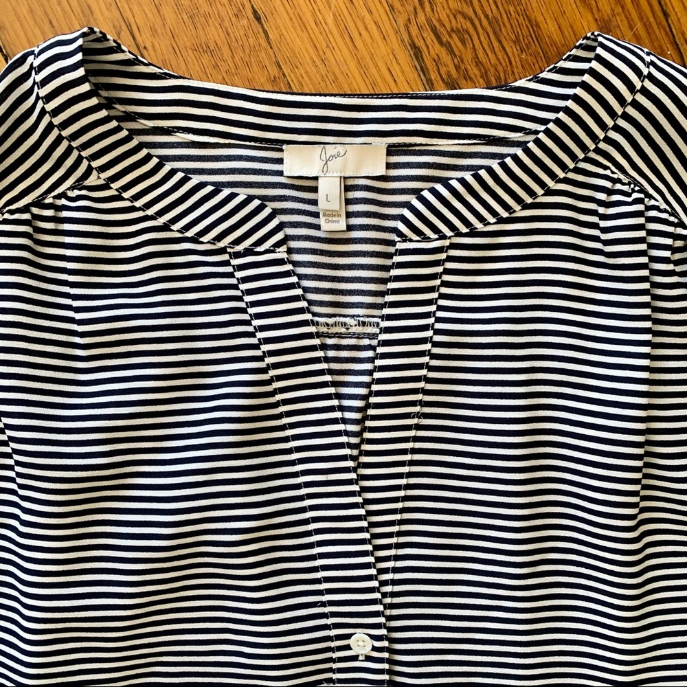 Joie Striped Button Up Blouse sz L - Picture 4 of 4